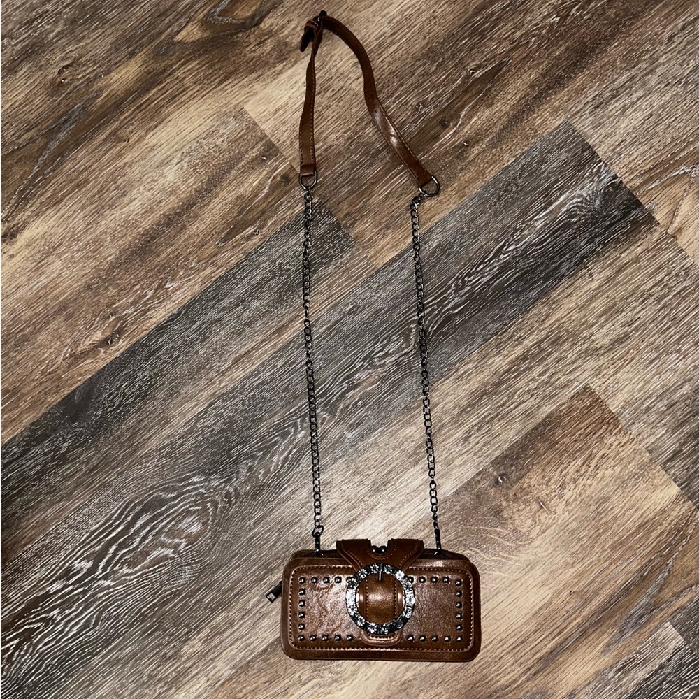Brown Leather Studded Women's Bag